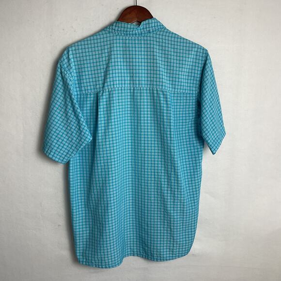 SIMMS Windowpane Mens Size M Blue Fishing Button Down T Shirt - Picture 6 of 10